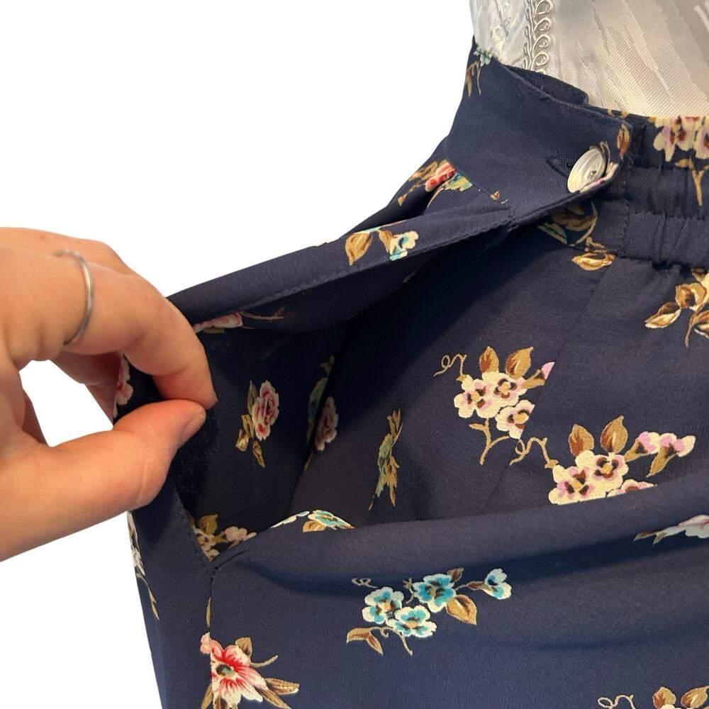 Leslie Fay Navy Floral Border Midi Skirt 16P Coastal Chic - Picture 8 of 14